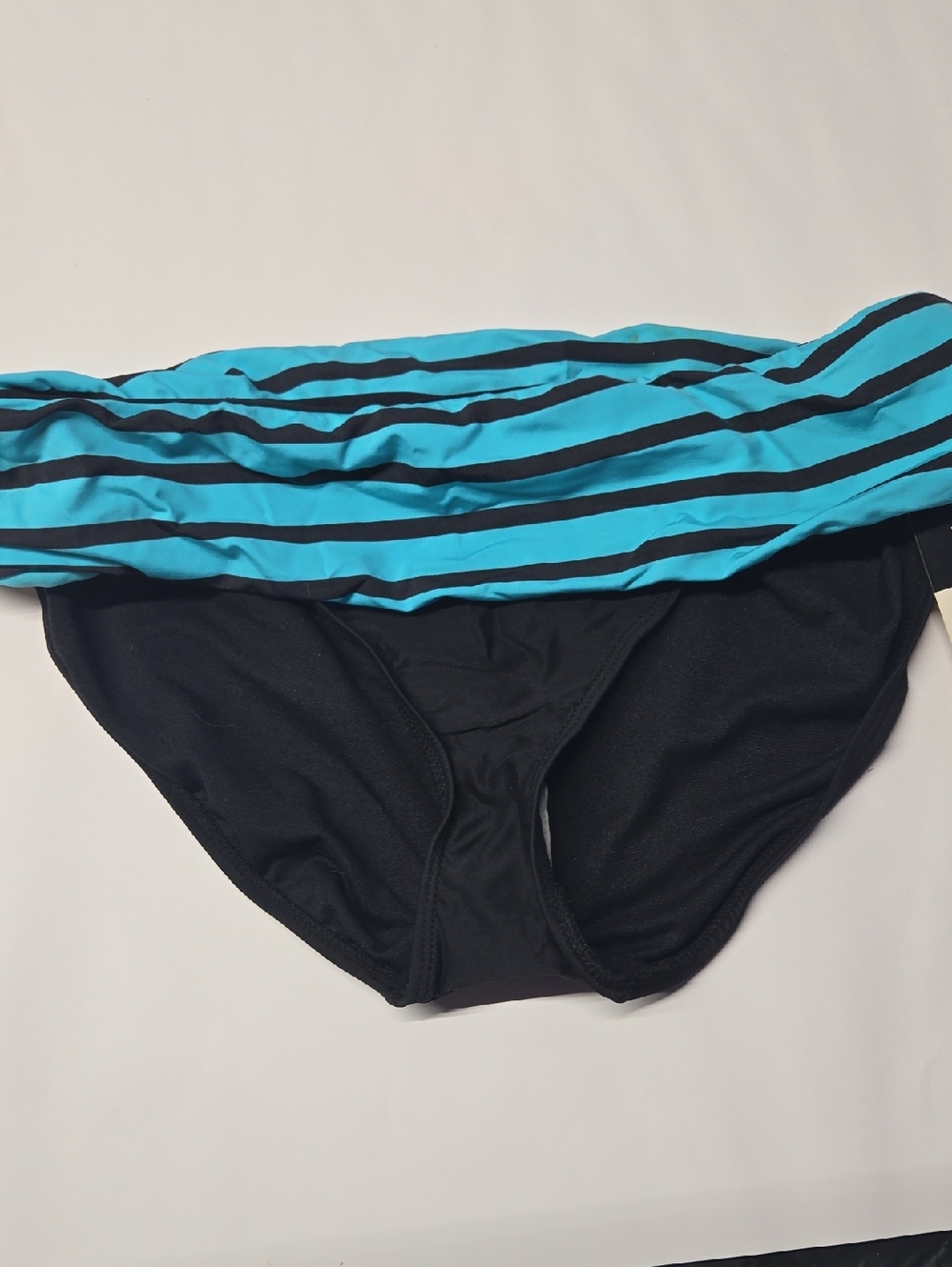 NWT Women's Black Bikini Bottom with Blue Striped Waistband